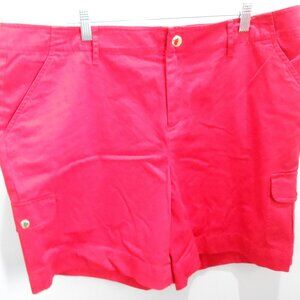 Chap's Women's Red Shorts Flat Front Pockets w/Gold Buttons Hi Rise-Size 16W